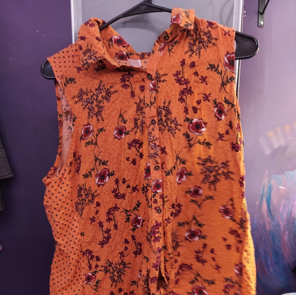Orange/Yellow Floral Tank Blouse